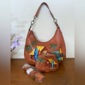 NEW  ANUSCHKA surf shack set 🏄‍♂️ shoulder bag Hobo Crossbody & wallet set 2 Pc